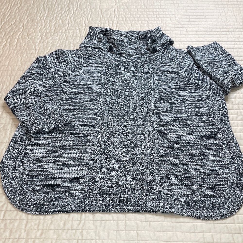 John Paul Richard, Black & White Marled Turtleneck Sweater WOMEN SIZE L
